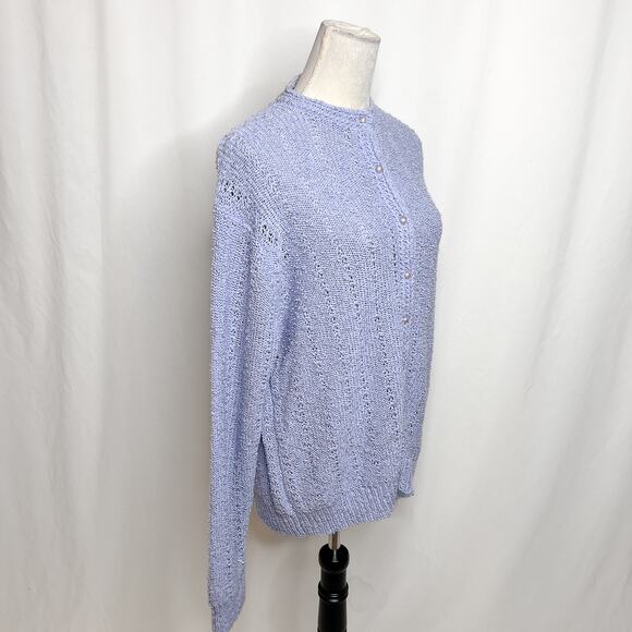 Compositions Vintage Crochet Knit Sweater Cardigan Periwinkle Women's 44 Preppy - Picture 7 of 9